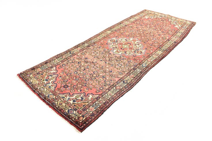 Detail image of 3' 10 x 10' Hand Knotted Hossainabad Persian Wool Runner Rug