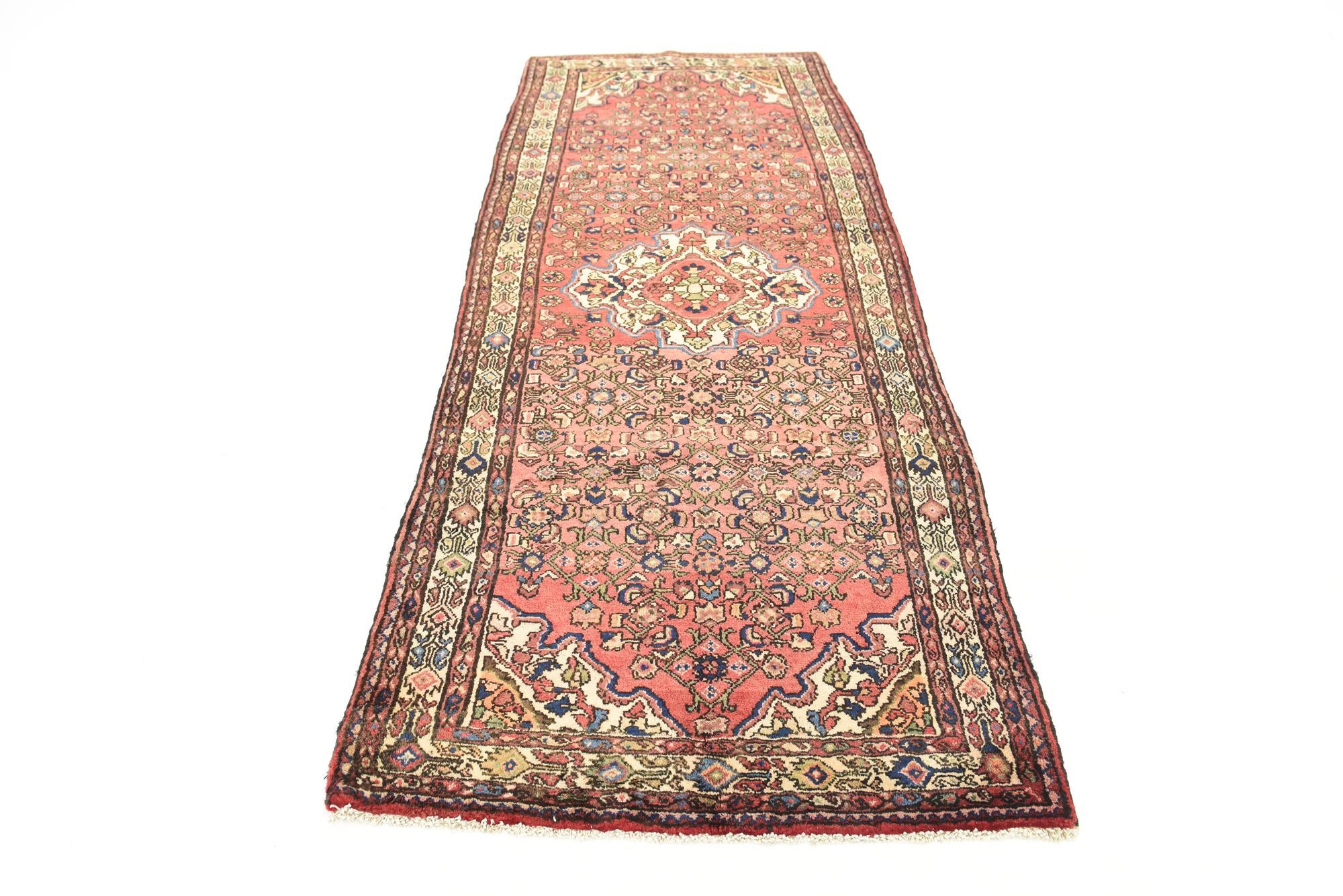 3' 10 x 10' Hand Knotted Hossainabad Persian Wool Runner Rug