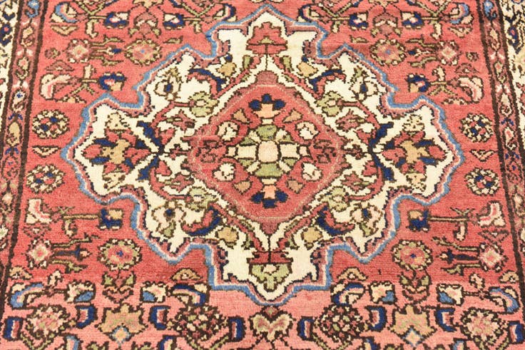 Detail image of 3' 10 x 10' Hand Knotted Hossainabad Persian Wool Runner Rug
