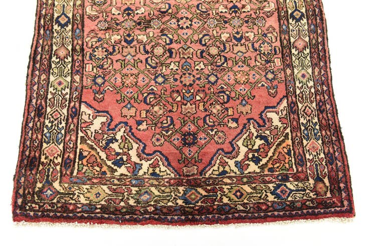 Detail image of 3' 10 x 10' Hand Knotted Hossainabad Persian Wool Runner Rug