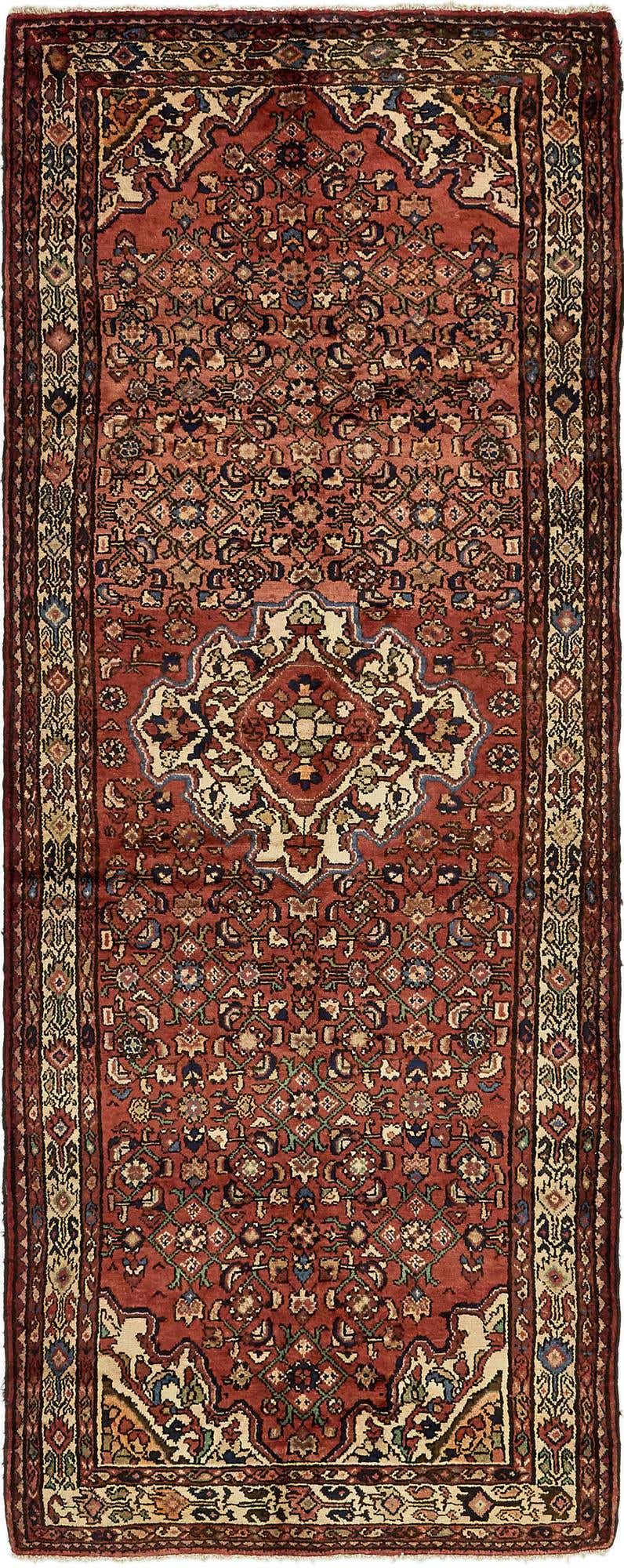 3' 10 x 10' Hand Knotted Hossainabad Persian Wool Runner Rug