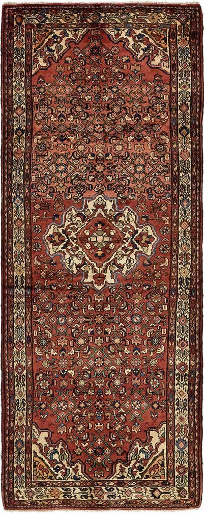 3' 10 x 10' Hand Knotted Hossainabad Persian Wool Runner Rug