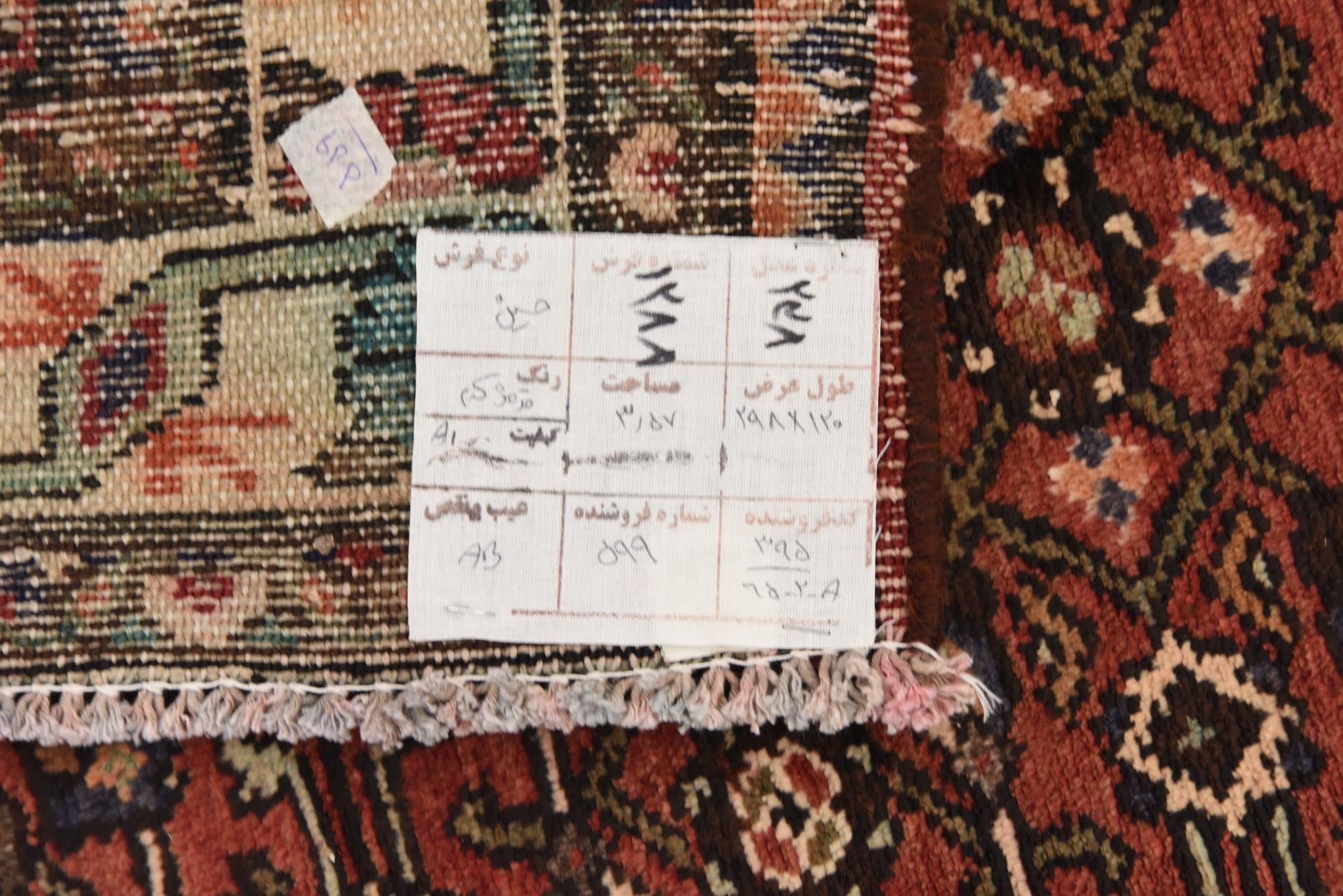 4' x 9' 10 Hand Knotted Hossainabad Persian Wool Runner Rug