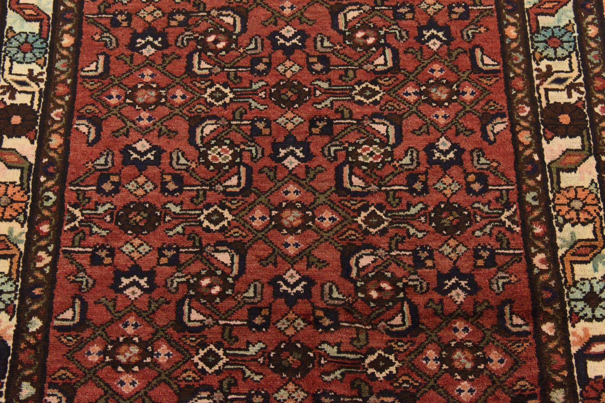 4' x 9' 10 Hand Knotted Hossainabad Persian Wool Runner Rug