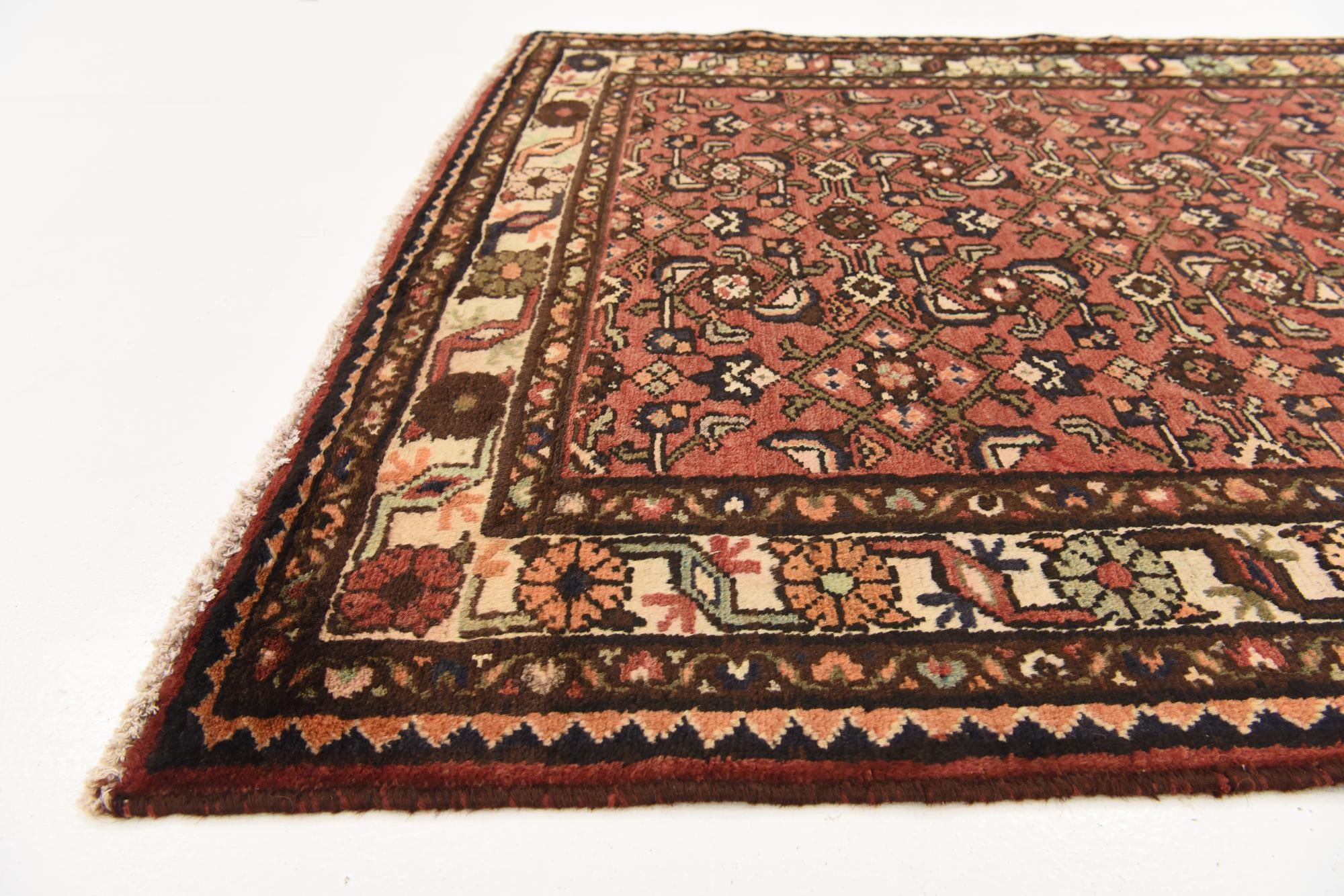 4' x 9' 10 Hand Knotted Hossainabad Persian Wool Runner Rug