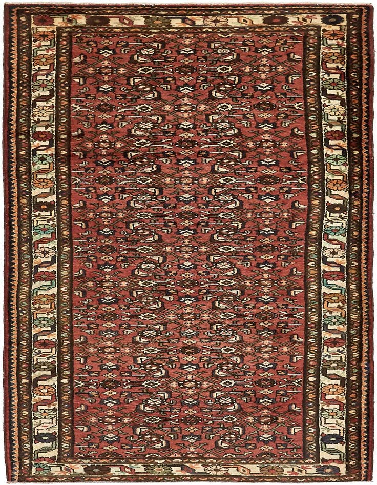 Detail image of 4' x 9' 10 Hand Knotted Hossainabad Persian Wool Runner Rug