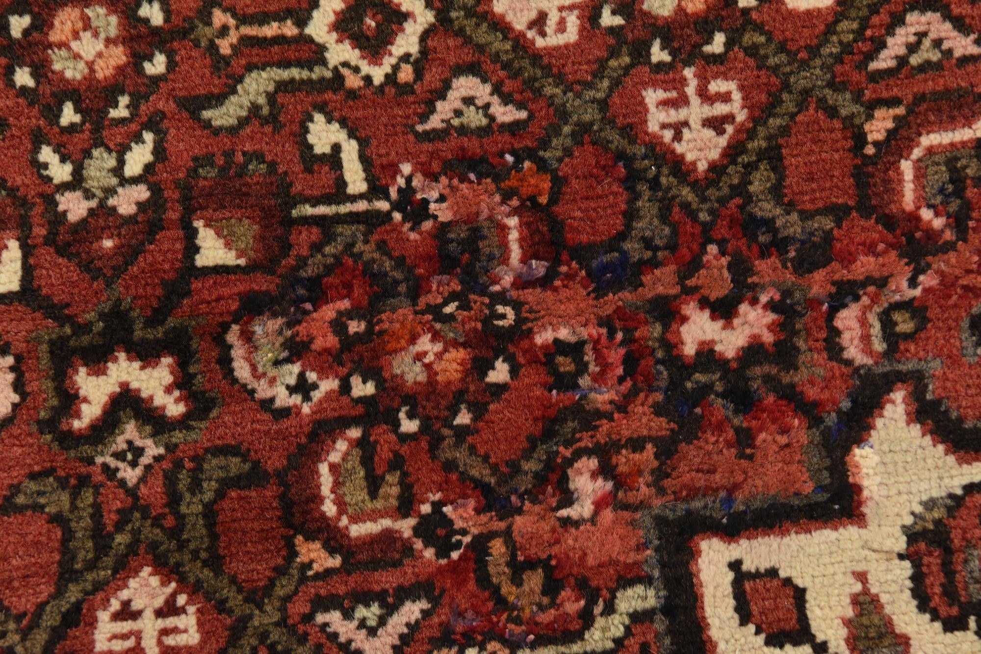 3' 7 x 10' 7 Hand Knotted Hossainabad Persian Wool Runner Rug