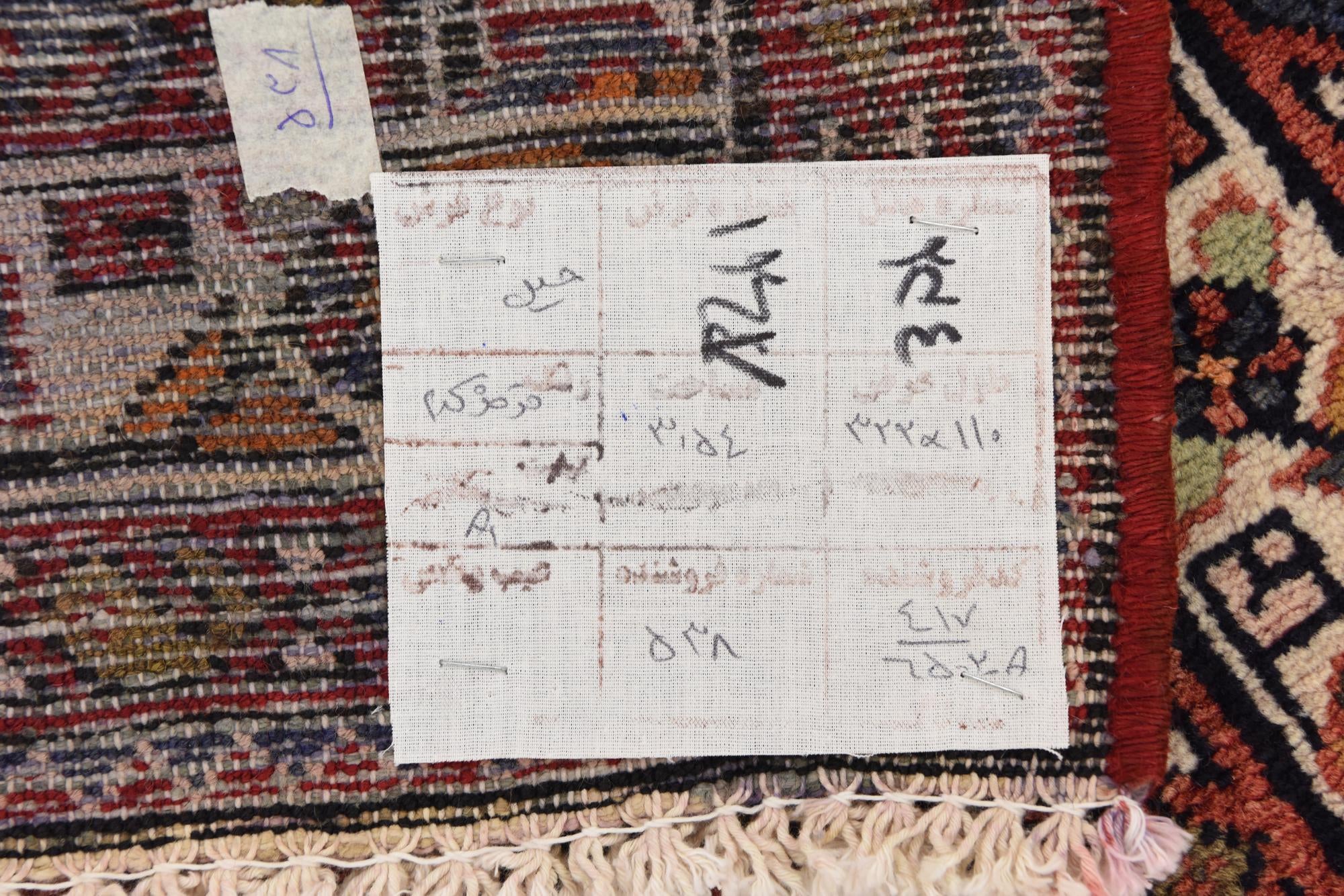 3' 7 x 10' 7 Hand Knotted Hossainabad Persian Wool Runner Rug