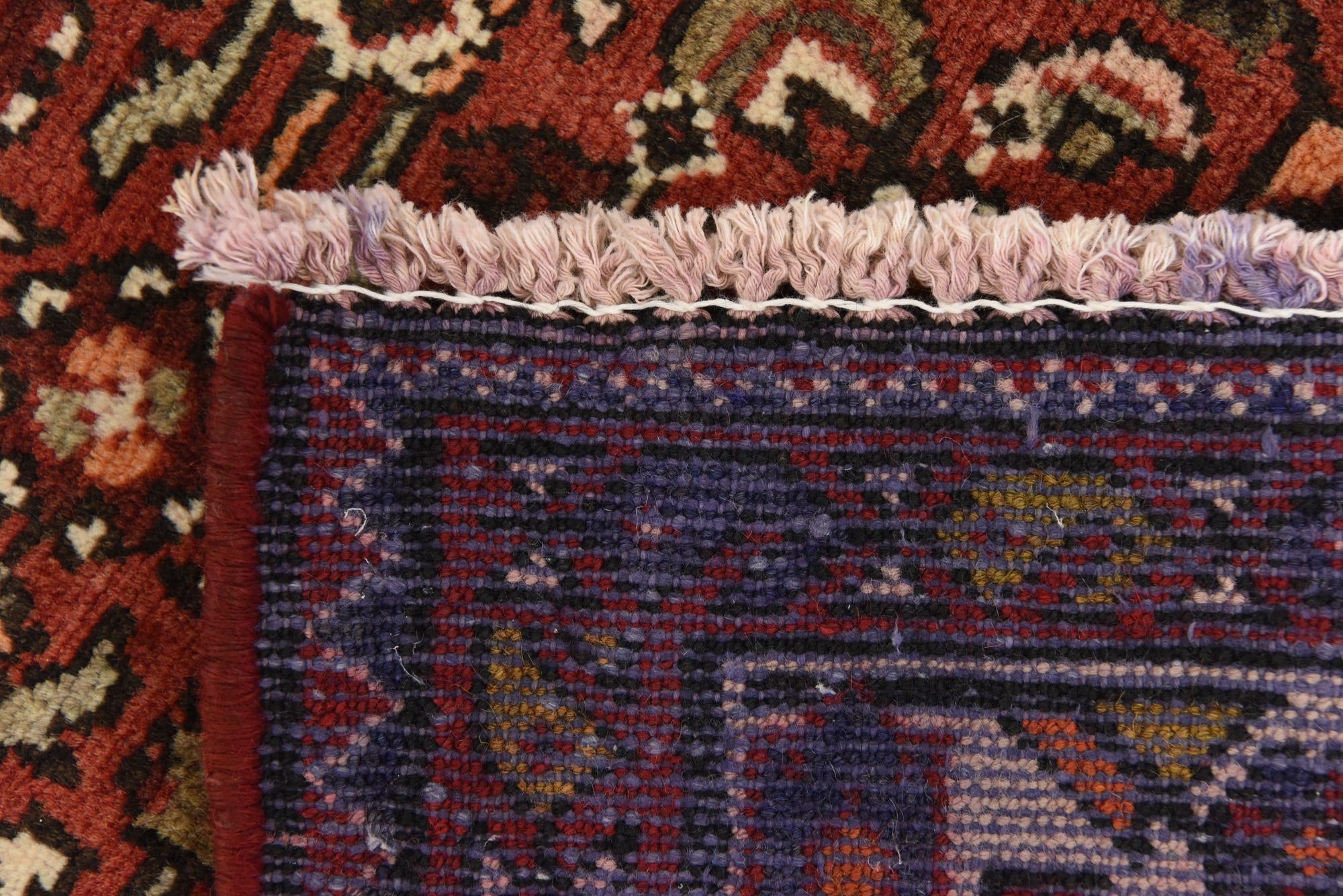 3' 7 x 10' 7 Hand Knotted Hossainabad Persian Wool Runner Rug