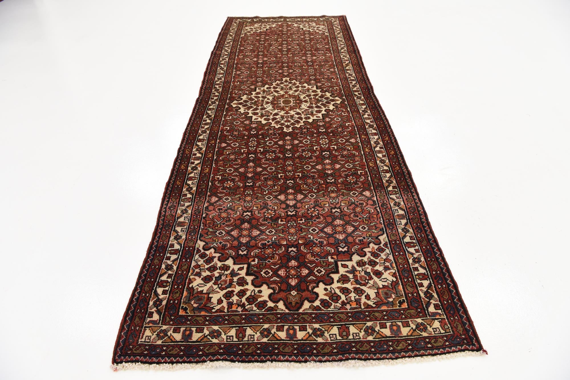 3' 7 x 10' 7 Hand Knotted Hossainabad Persian Wool Runner Rug