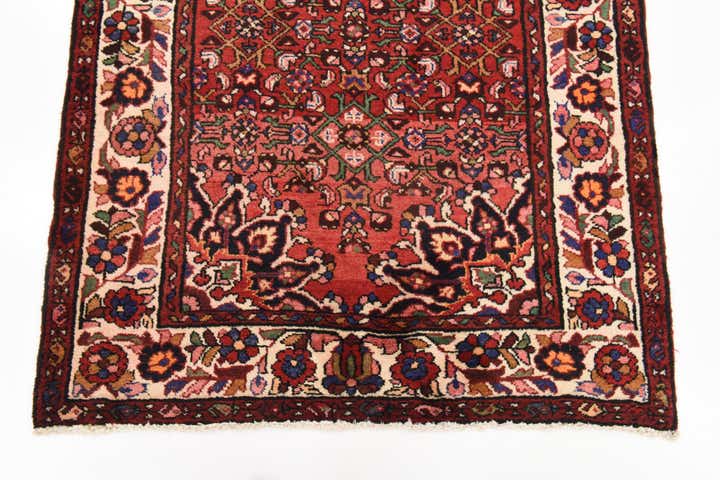 4' x 9' 6 Hand Knotted Hossainabad Persian Wool Runner Rug