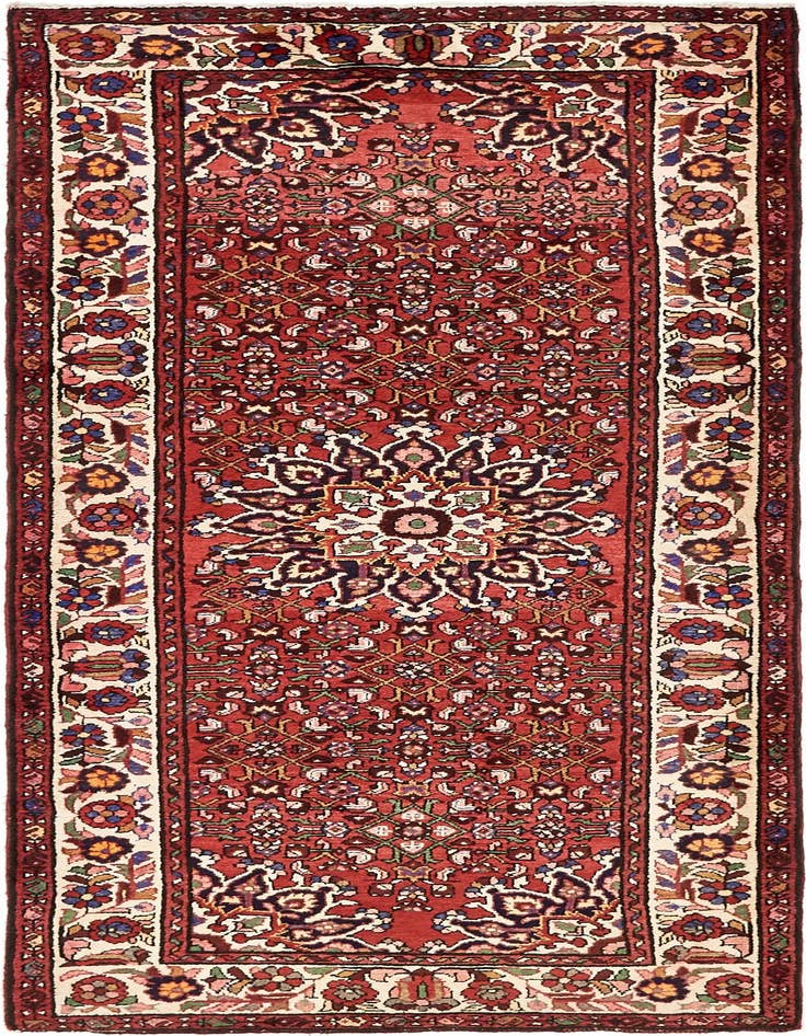 Detail image of 4' x 9' 6 Hand Knotted Hossainabad Persian Wool Runner Rug