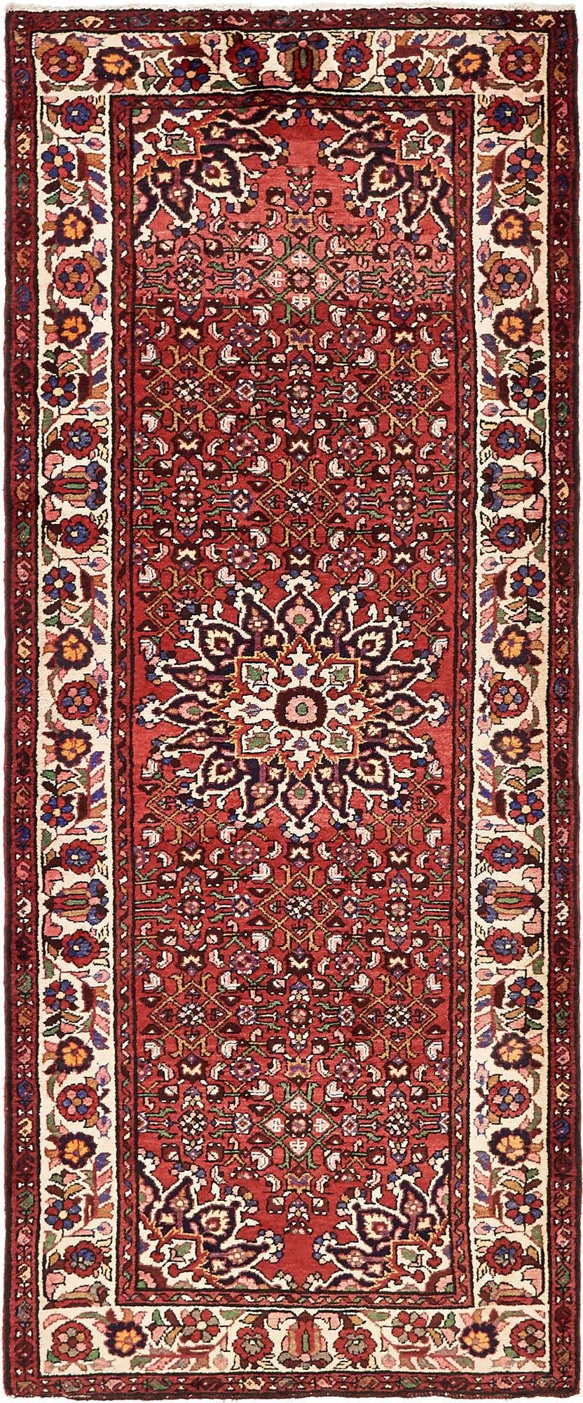 4' x 9' 6 Hand Knotted Hossainabad Persian Wool Runner Rug