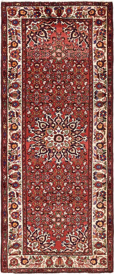 Detail image of 4' x 9' 6 Hand Knotted Hossainabad Persian Wool Runner Rug
