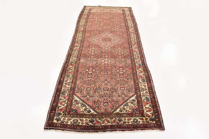 3' 10 x 10' Hand Knotted Hossainabad Persian Wool Runner Rug