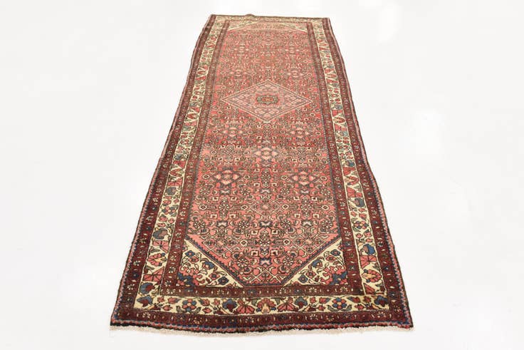 Detail image of 3' 10 x 10' Hand Knotted Hossainabad Persian Wool Runner Rug