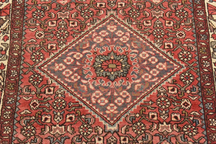 Detail image of 3' 10 x 10' Hand Knotted Hossainabad Persian Wool Runner Rug