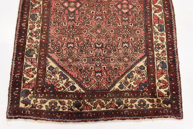 Detail image of 3' 10 x 10' Hand Knotted Hossainabad Persian Wool Runner Rug