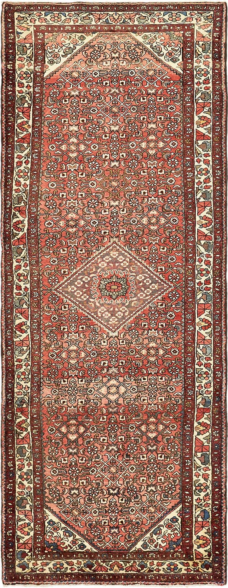 3' 10 x 10' Hand Knotted Hossainabad Persian Wool Runner Rug