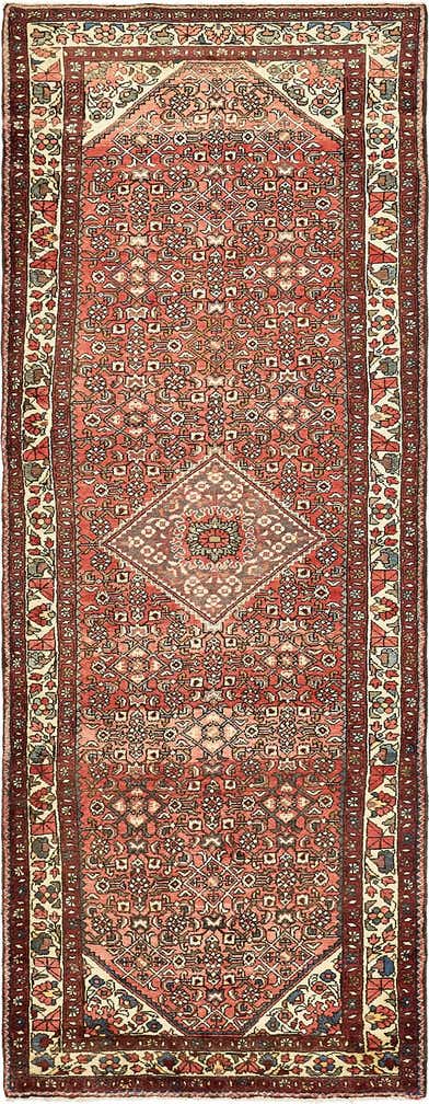 3' 10 x 10' Hand Knotted Hossainabad Persian Wool Runner Rug