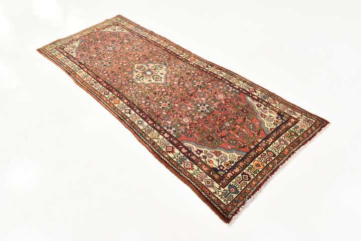 3' 10 x 9' 6 Hand Knotted Hossainabad Persian Wool Runner Rug