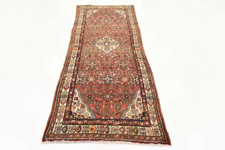 3' 10 x 9' 6 Hand Knotted Hossainabad Persian Wool Runner Rug
