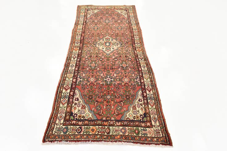 Detail image of 3' 10 x 9' 6 Hand Knotted Hossainabad Persian Wool Runner Rug