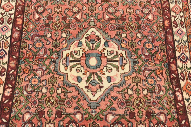 Detail image of 3' 10 x 9' 6 Hand Knotted Hossainabad Persian Wool Runner Rug