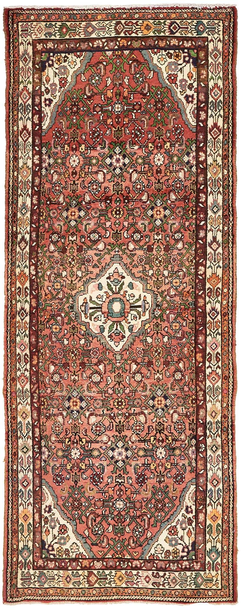 3' 10 x 9' 6 Hand Knotted Hossainabad Persian Wool Runner Rug