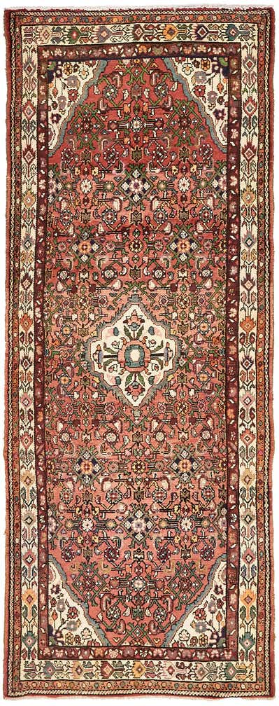 3' 10 x 9' 6 Hand Knotted Hossainabad Persian Wool Runner Rug