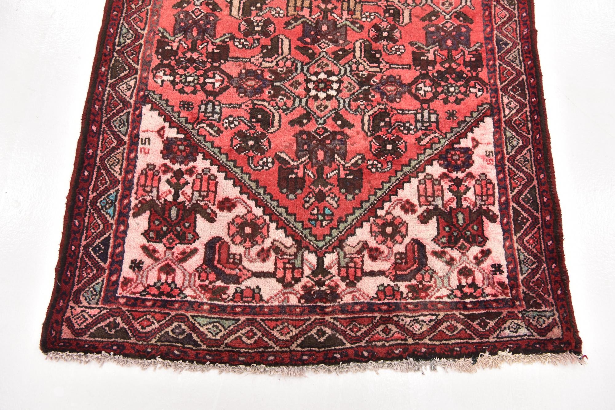 3' 6 x 9' 9 Hand Knotted Hossainabad Persian Wool Runner Rug