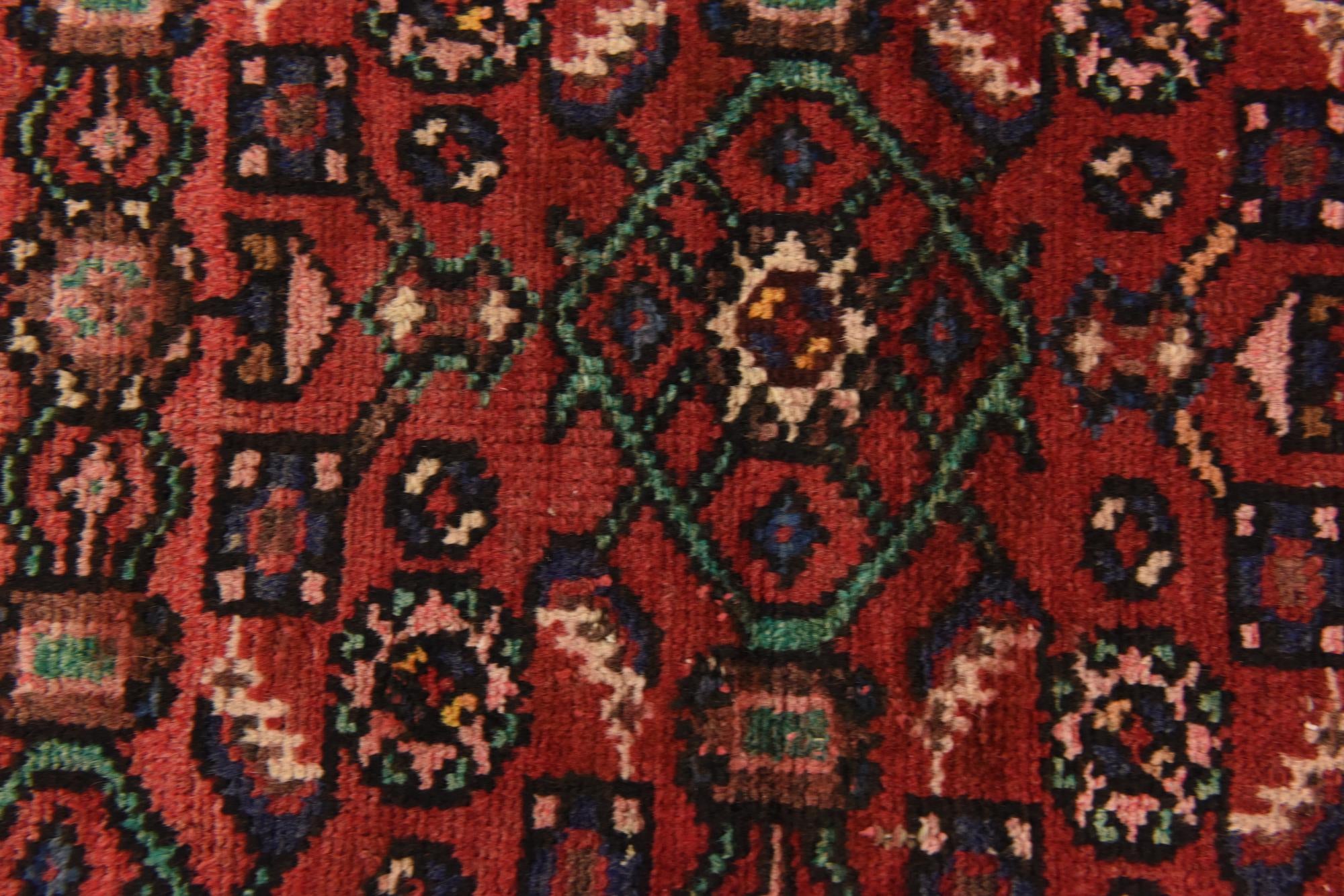3' 9 x 9' 10 Hand Knotted Hossainabad Persian Wool Runner Rug