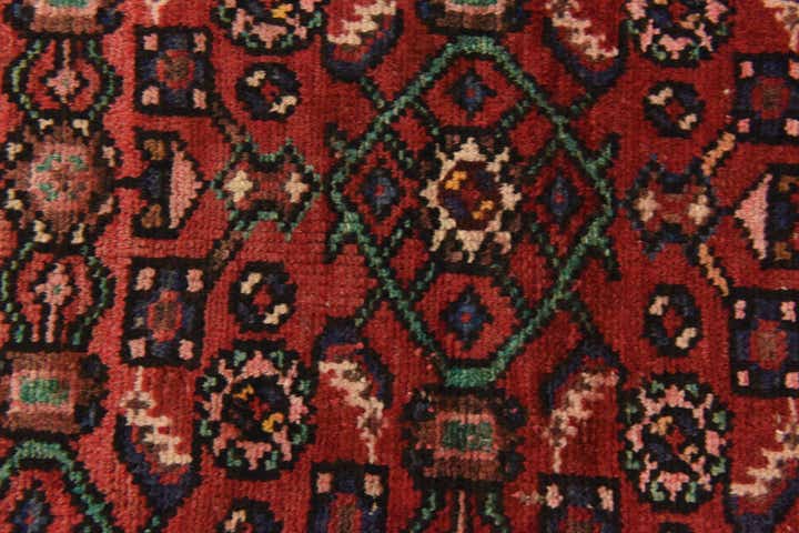 3' 9 x 9' 10 Hand Knotted Hossainabad Persian Wool Runner Rug
