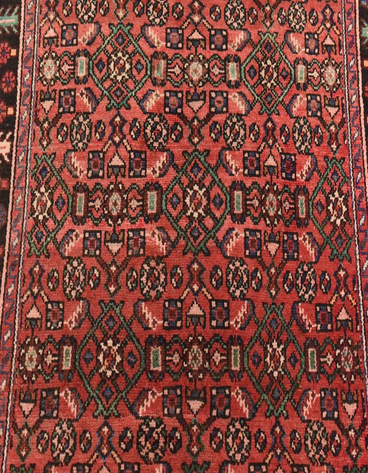 Detail image of 3' 9 x 9' 10 Hand Knotted Hossainabad Persian Wool Runner Rug