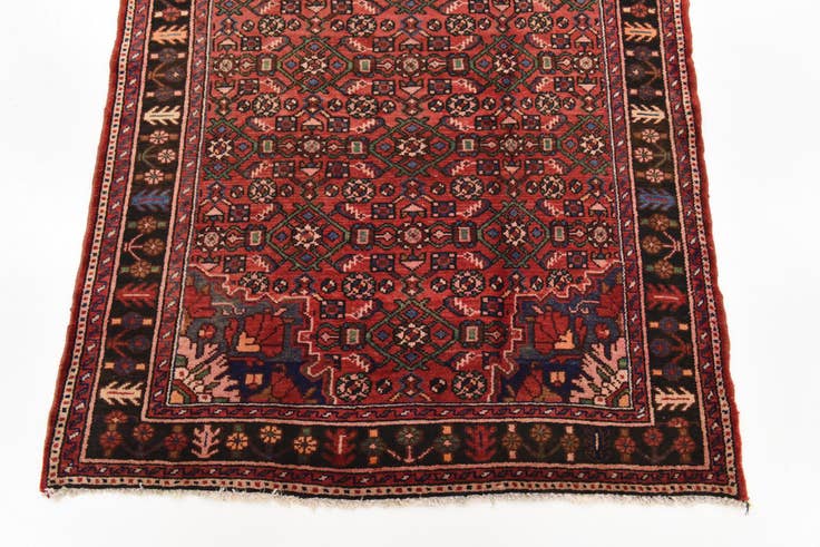 Detail image of 3' 9 x 9' 10 Hand Knotted Hossainabad Persian Wool Runner Rug