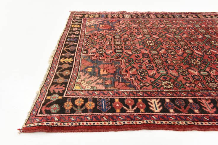 Detail image of 3' 9 x 9' 10 Hand Knotted Hossainabad Persian Wool Runner Rug