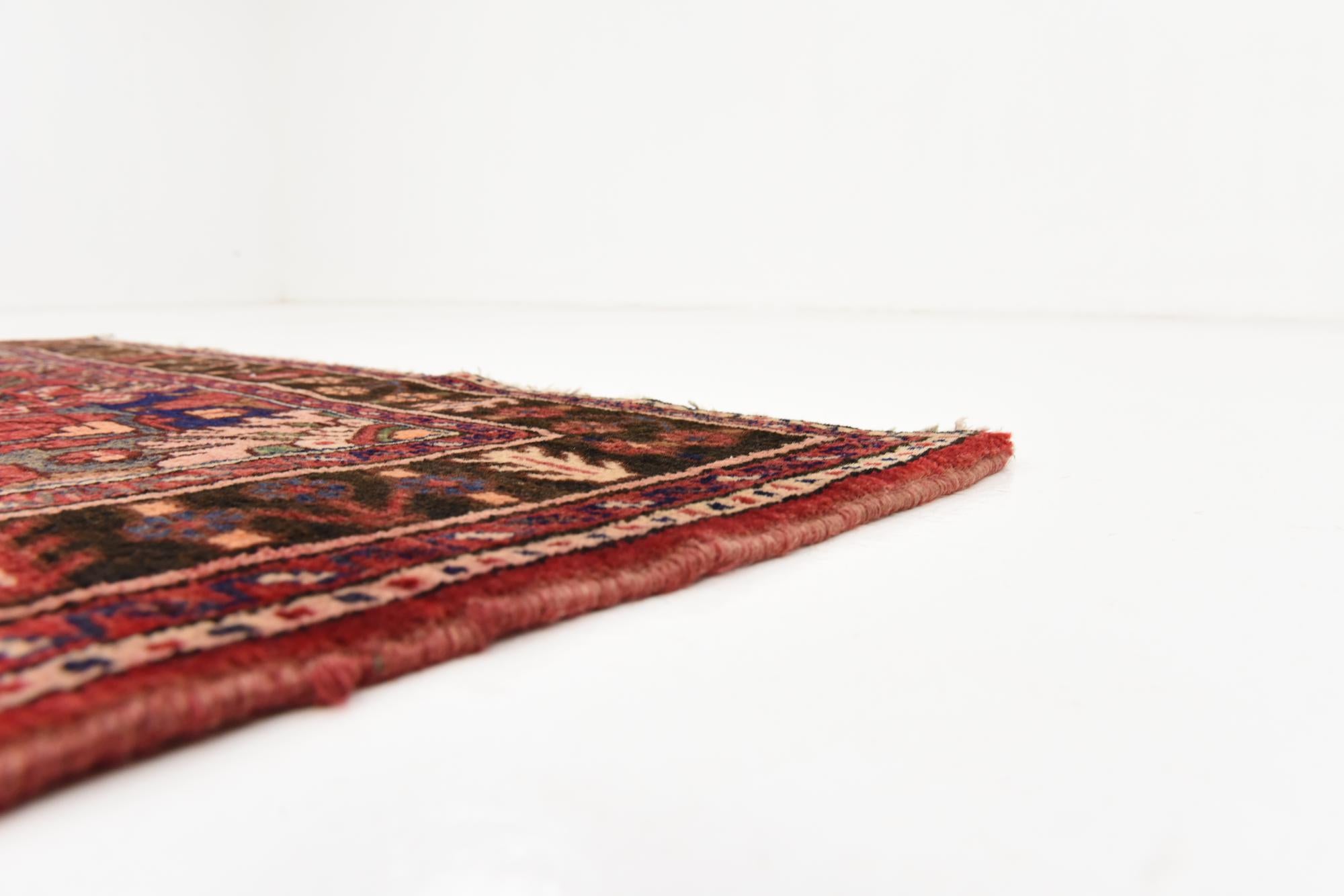 3' 9 x 9' 10 Hand Knotted Hossainabad Persian Wool Runner Rug