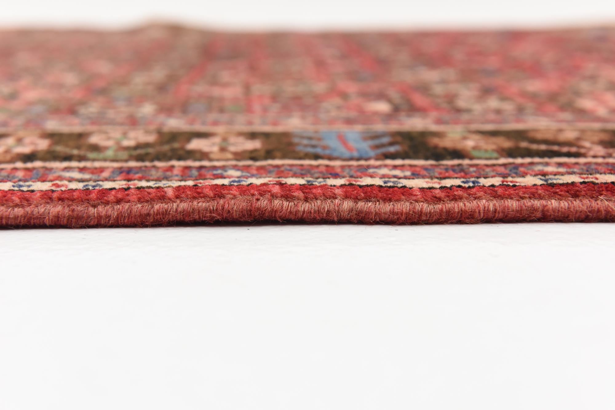 3' 9 x 9' 10 Hand Knotted Hossainabad Persian Wool Runner Rug
