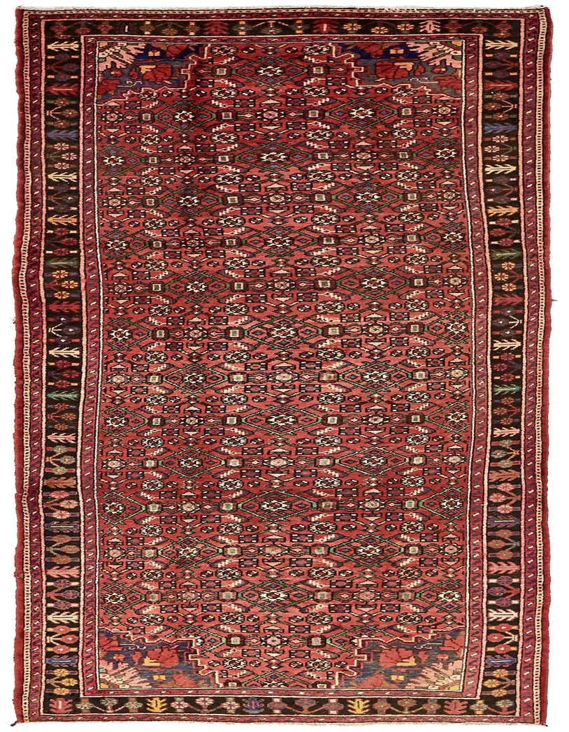 3' 9 x 9' 10 Hand Knotted Hossainabad Persian Wool Runner Rug