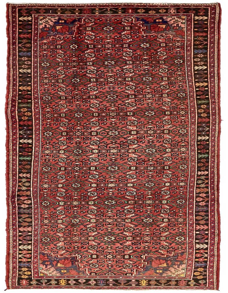 Detail image of 3' 9 x 9' 10 Hand Knotted Hossainabad Persian Wool Runner Rug