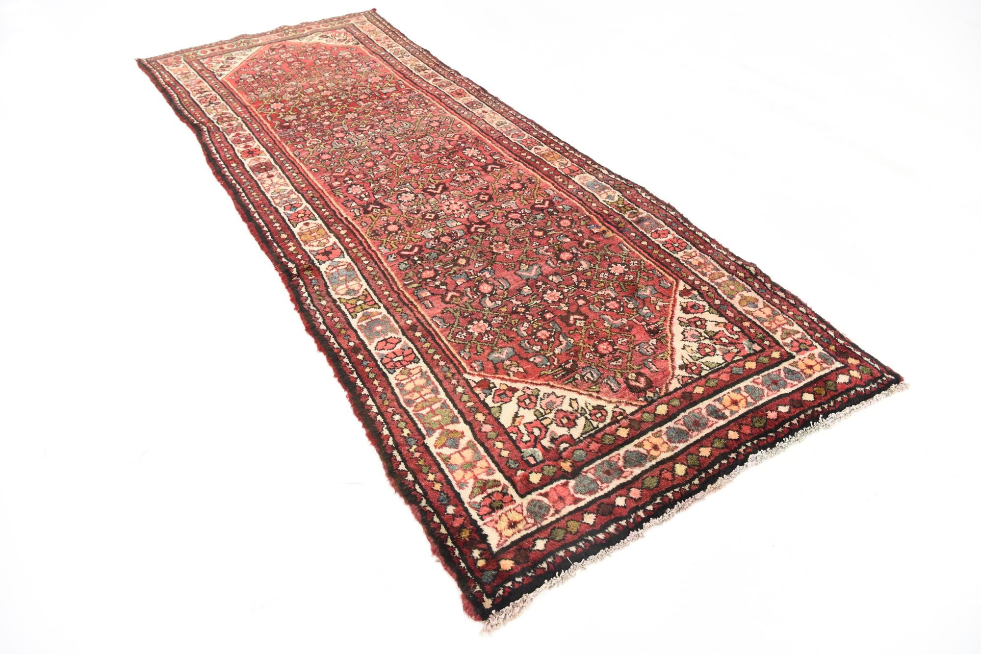 3' 8 x 9' 10 Hand Knotted Hossainabad Persian Wool Runner Rug