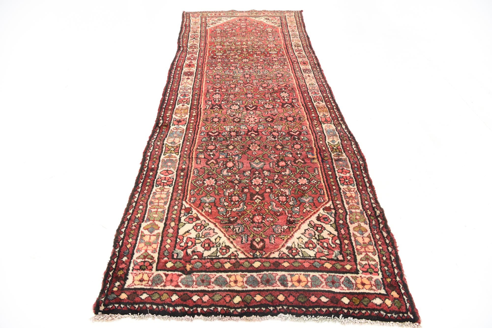 3' 8 x 9' 10 Hand Knotted Hossainabad Persian Wool Runner Rug