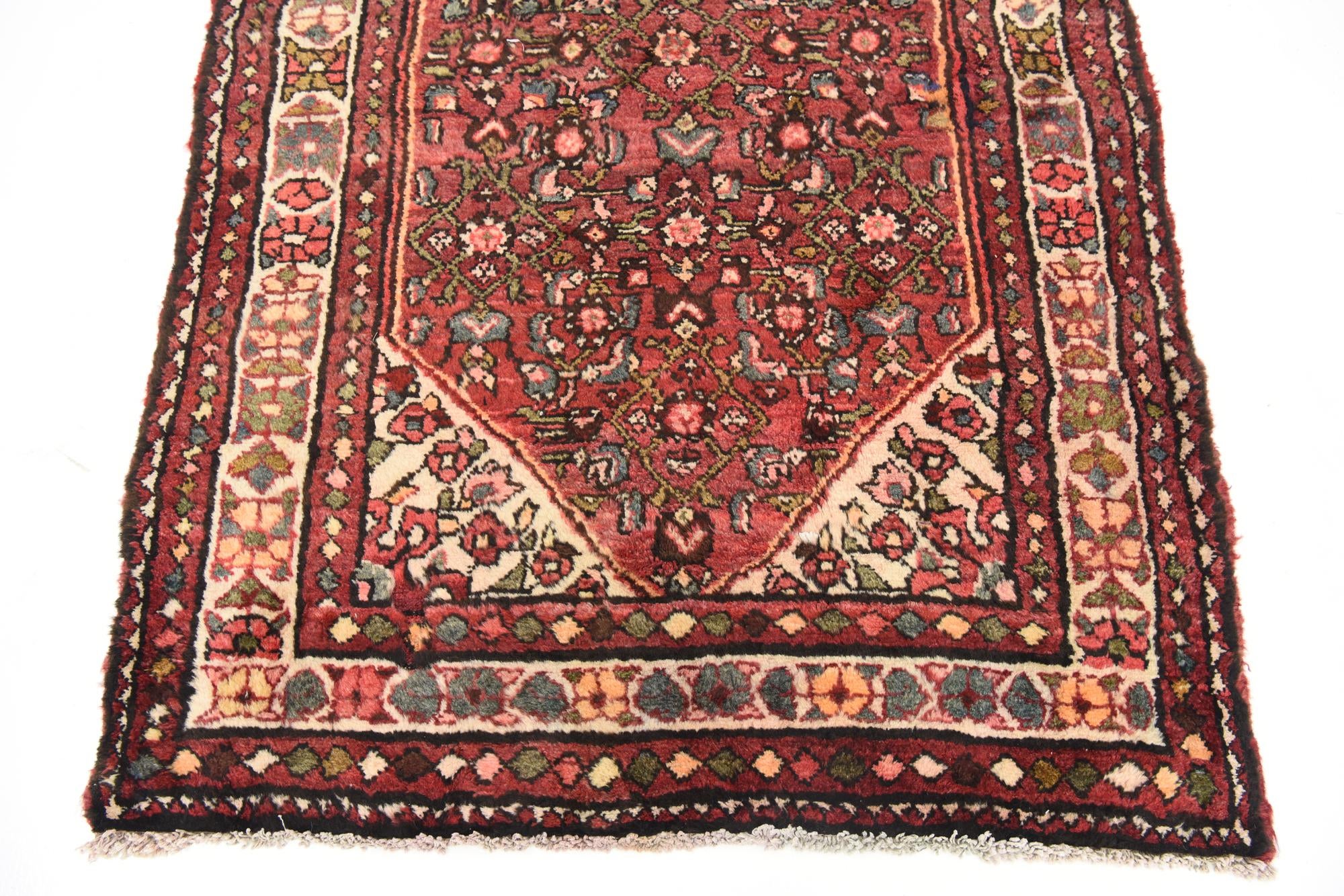 3' 8 x 9' 10 Hand Knotted Hossainabad Persian Wool Runner Rug