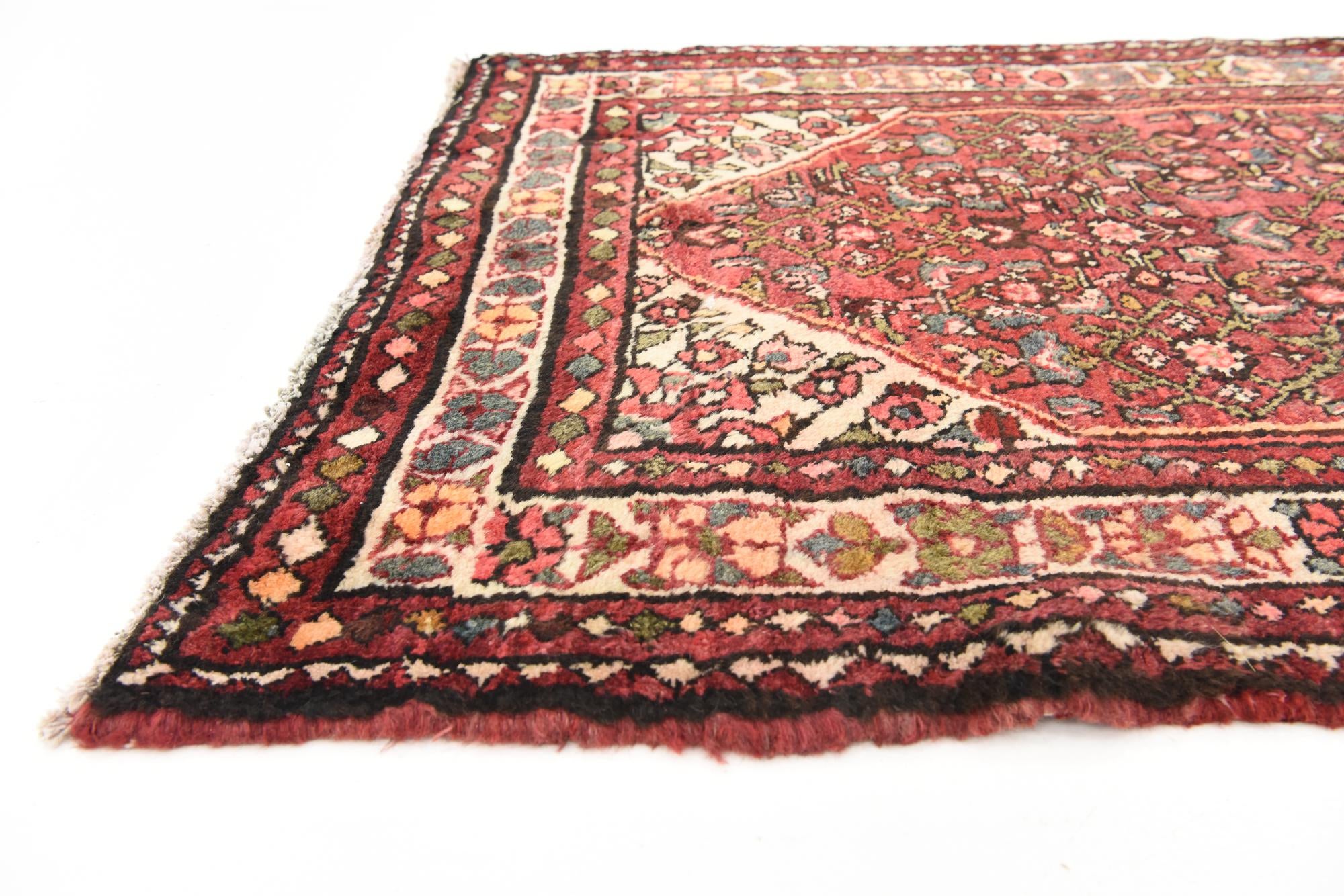 3' 8 x 9' 10 Hand Knotted Hossainabad Persian Wool Runner Rug