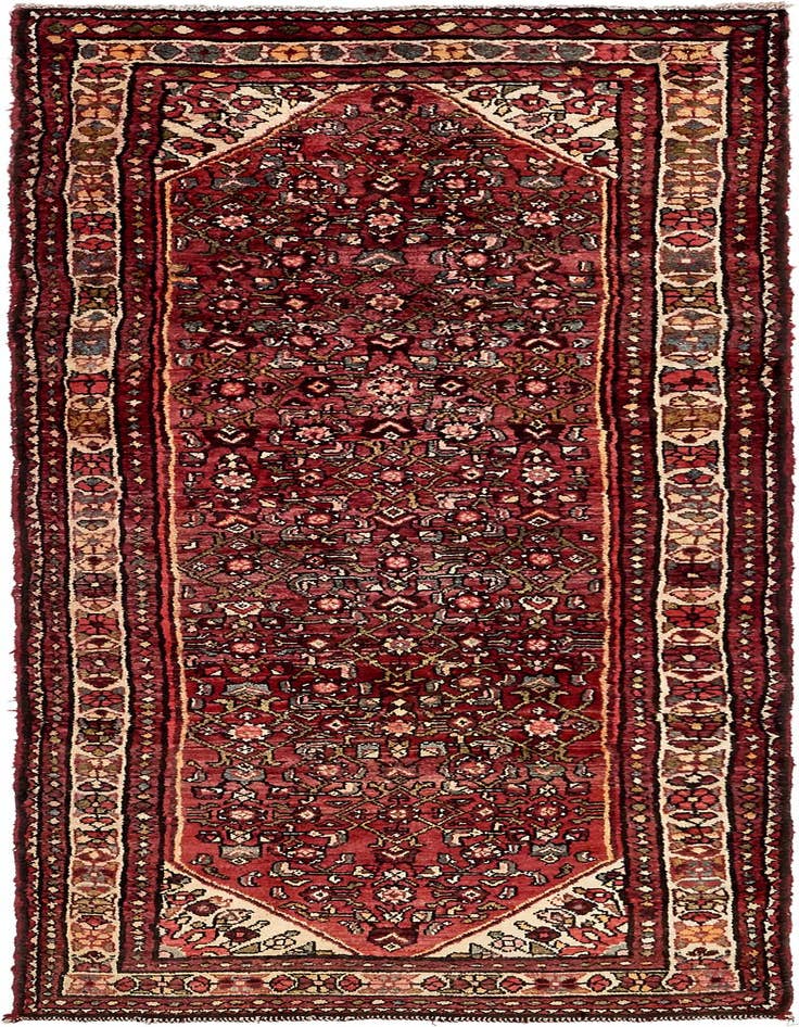 Detail image of 3' 8 x 9' 10 Hand Knotted Hossainabad Persian Wool Runner Rug