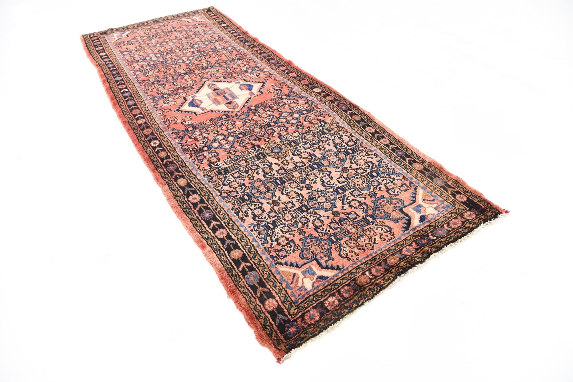 3' 10 x 10' Hand Knotted Hossainabad Persian Wool Runner Rug