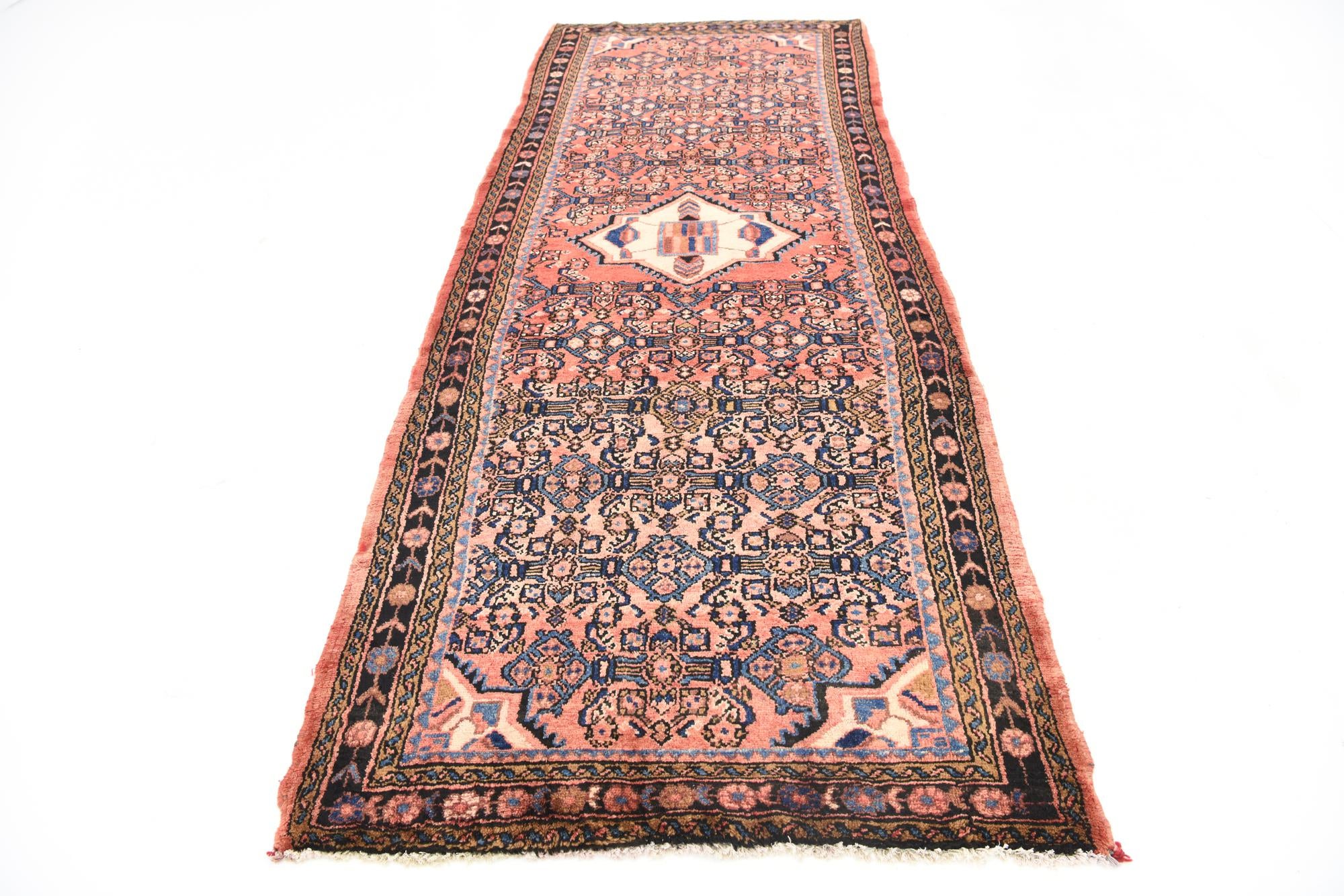 3' 10 x 10' Hand Knotted Hossainabad Persian Wool Runner Rug