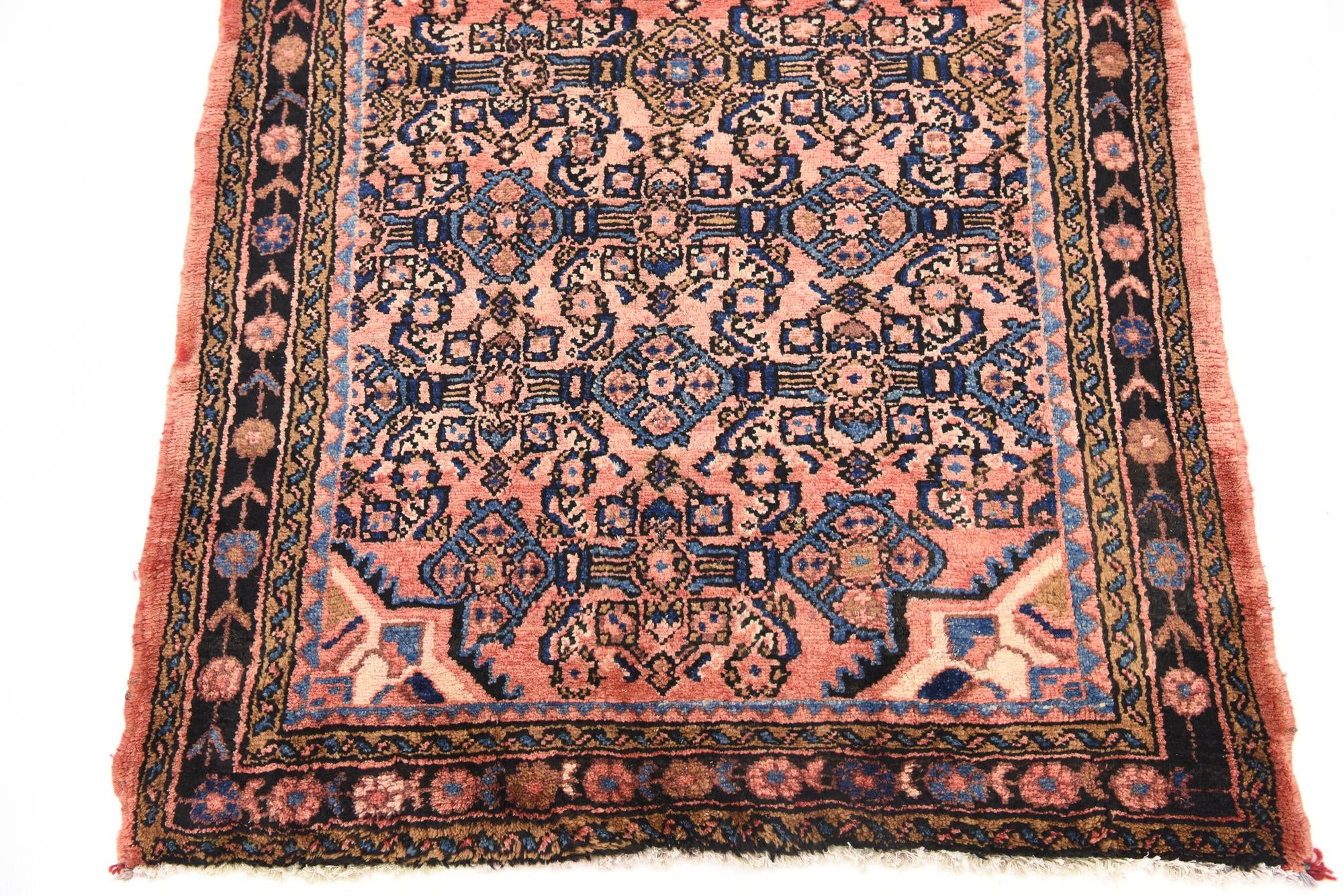 3' 10 x 10' Hand Knotted Hossainabad Persian Wool Runner Rug