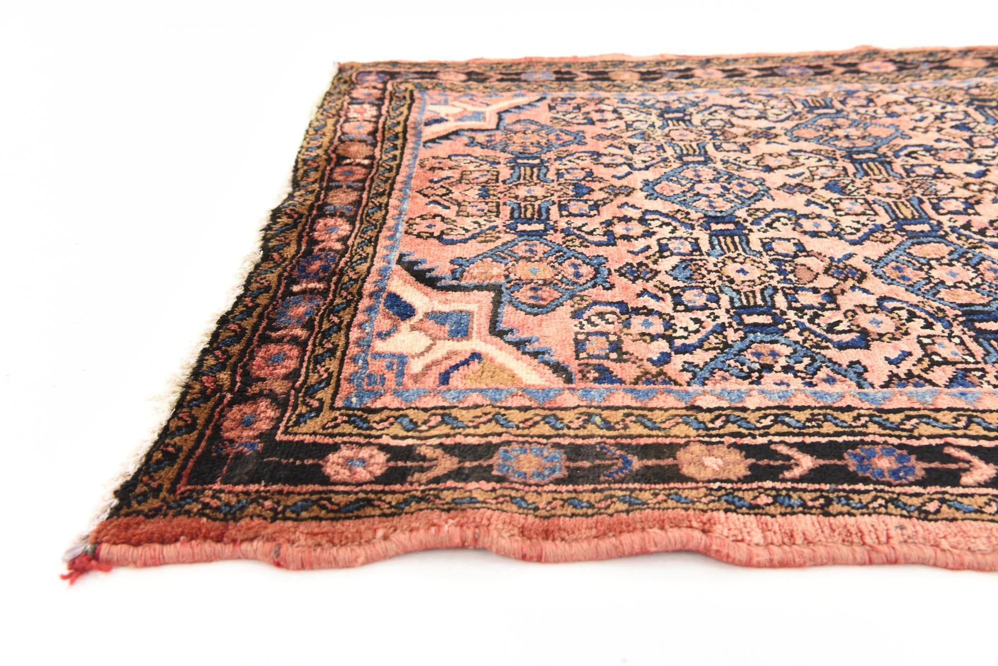 3' 10 x 10' Hand Knotted Hossainabad Persian Wool Runner Rug
