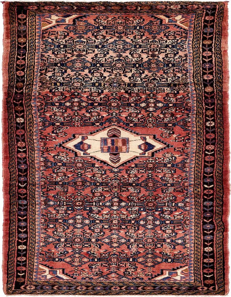 Detail image of 3' 10 x 10' Hand Knotted Hossainabad Persian Wool Runner Rug